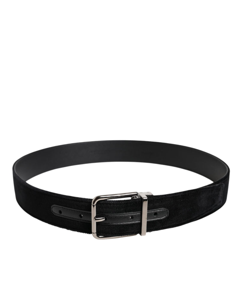 Dolce & Gabbana Black Cotton Silver Metal Buckle Belt - Beyzy Store - Dolce & Gabbana