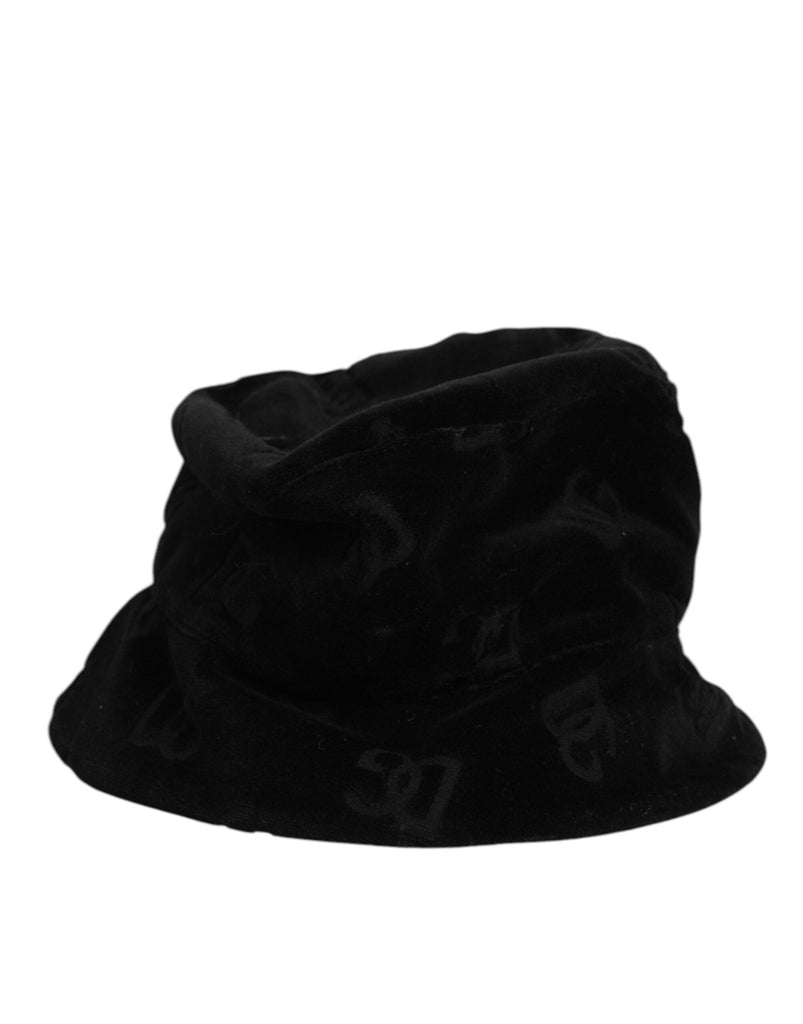 Dolce & Gabbana Black Cotton Suede Bucket Logo Capello Hat - Beyzy Store - Dolce & Gabbana