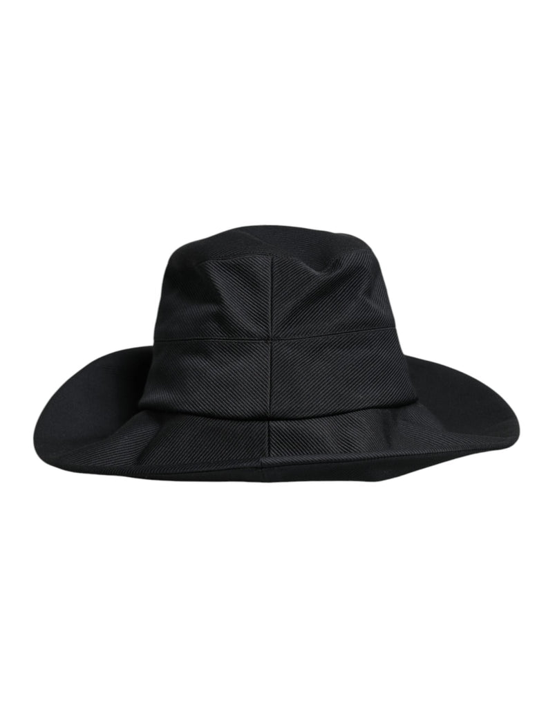 Dolce & Gabbana Black Cotton Wide Brim Fedora Hat - Beyzy Store - Dolce & Gabbana