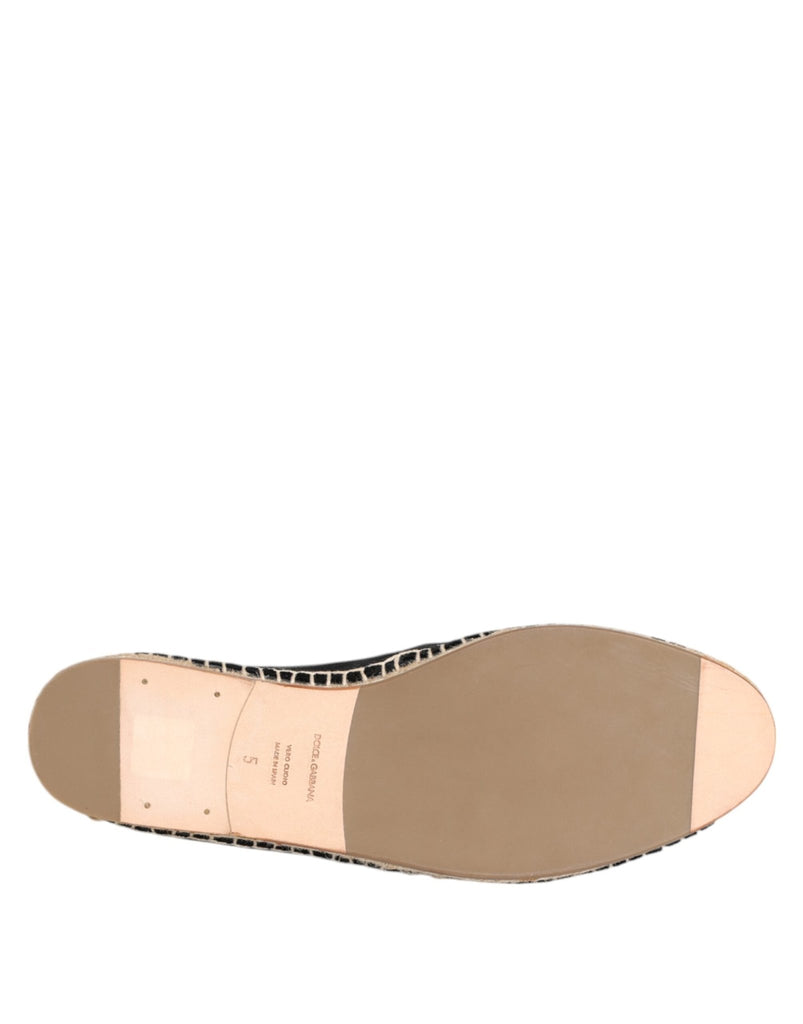 Dolce & Gabbana Black Cross Crystal Slip On Espadrille Shoes - Beyzy Store - Dolce & Gabbana