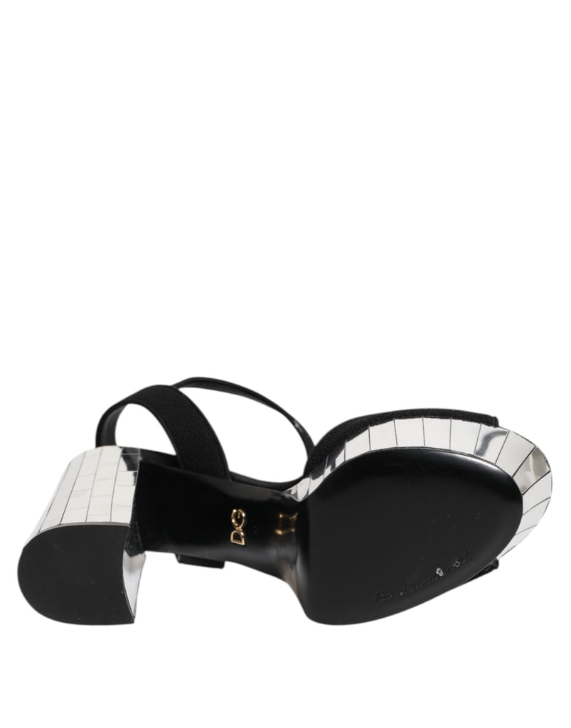 Dolce & Gabbana Black Crystal Ankle Strap Keira Sandal Shoes - Beyzy Store - Dolce & Gabbana