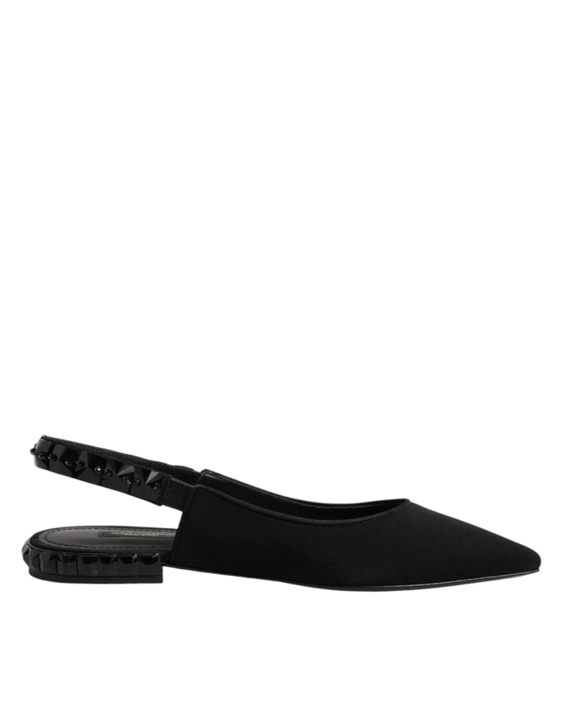 Dolce & Gabbana Black Crystal Charmeuse Slingback Shoes - Beyzy Store - Dolce & Gabbana