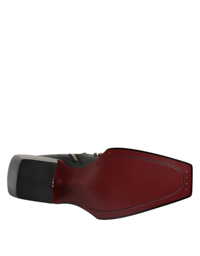 Dolce & Gabbana Black Crystal Embellished Men Short Boots Shoes - Beyzy Store - Dolce & Gabbana