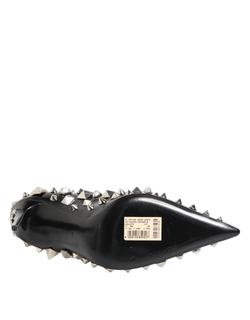 Dolce & Gabbana Black Crystals Studs Stiletto Pumps Shoes - Beyzy Store - Dolce & Gabbana