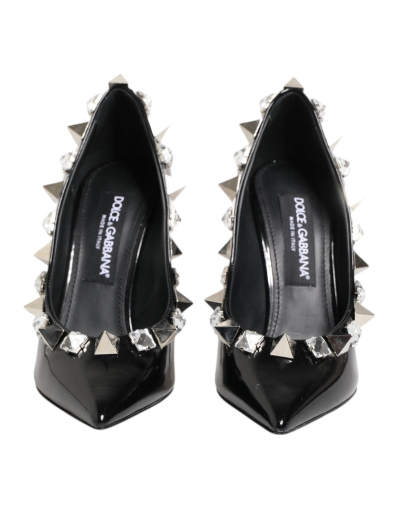 Dolce & Gabbana Black Crystals Studs Stiletto Pumps Shoes - Beyzy Store - Dolce & Gabbana