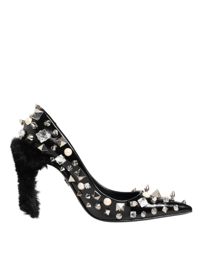 Dolce & Gabbana Black Crystals Studs Stiletto Pumps Shoes - Beyzy Store - Dolce & Gabbana