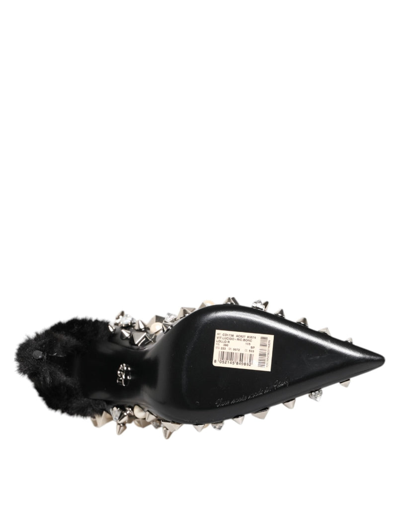 Dolce & Gabbana Black Crystals Studs Stiletto Pumps Shoes - Beyzy Store - Dolce & Gabbana