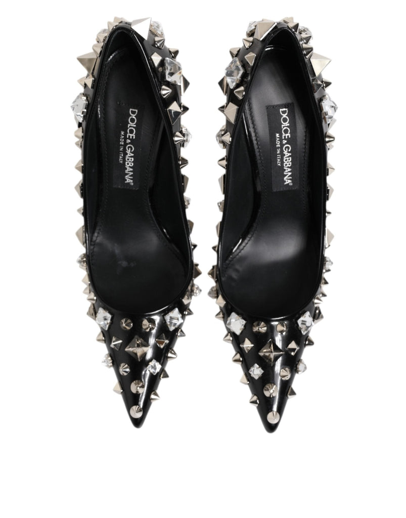 Dolce & Gabbana Black Crystals Studs Stiletto Pumps Shoes - Beyzy Store - Dolce & Gabbana