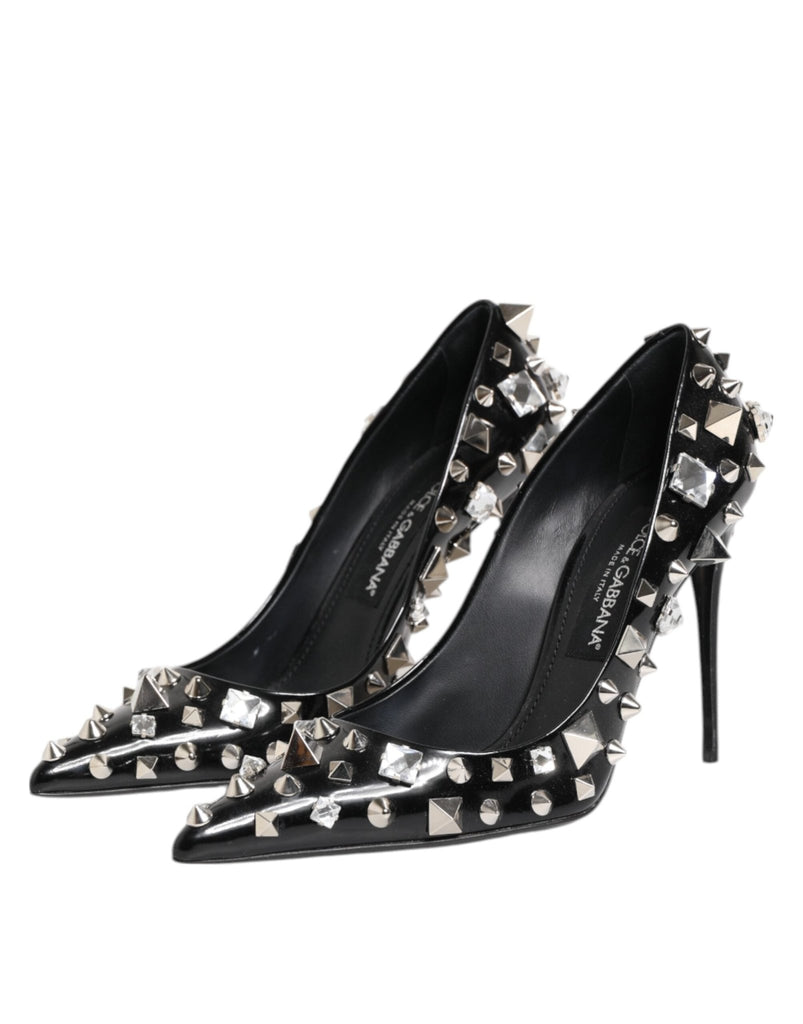 Dolce & Gabbana Black Crystals Studs Stiletto Pumps Shoes - Beyzy Store - Dolce & Gabbana