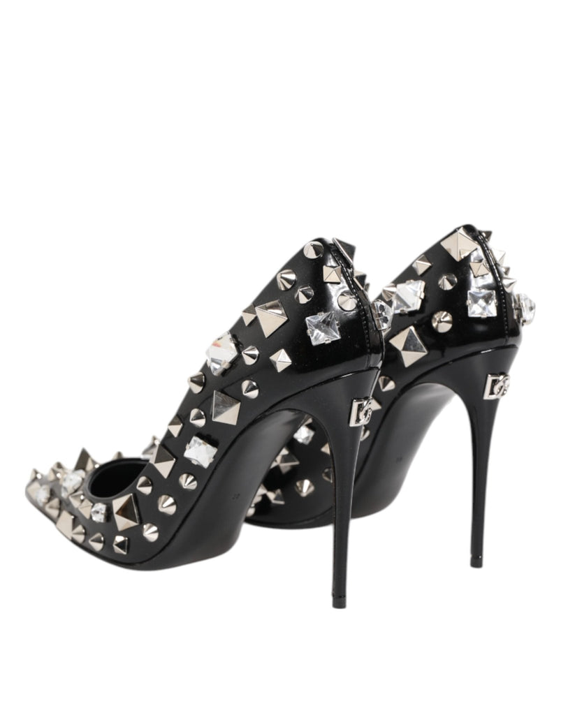 Dolce & Gabbana Black Crystals Studs Stiletto Pumps Shoes - Beyzy Store - Dolce & Gabbana