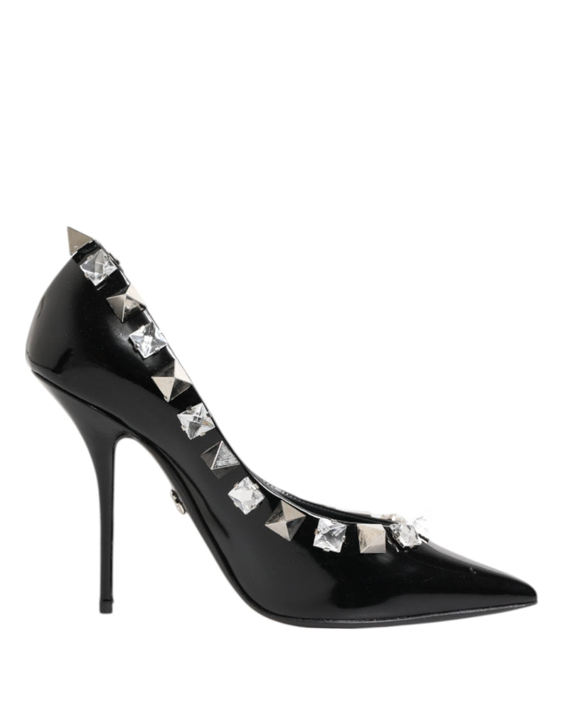 Dolce & Gabbana Black Crystals Studs Stiletto Pumps Shoes - Beyzy Store - Dolce & Gabbana