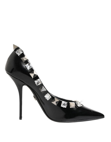 Dolce & Gabbana Black Crystals Studs Stiletto Pumps Shoes - Beyzy Store - Dolce & Gabbana