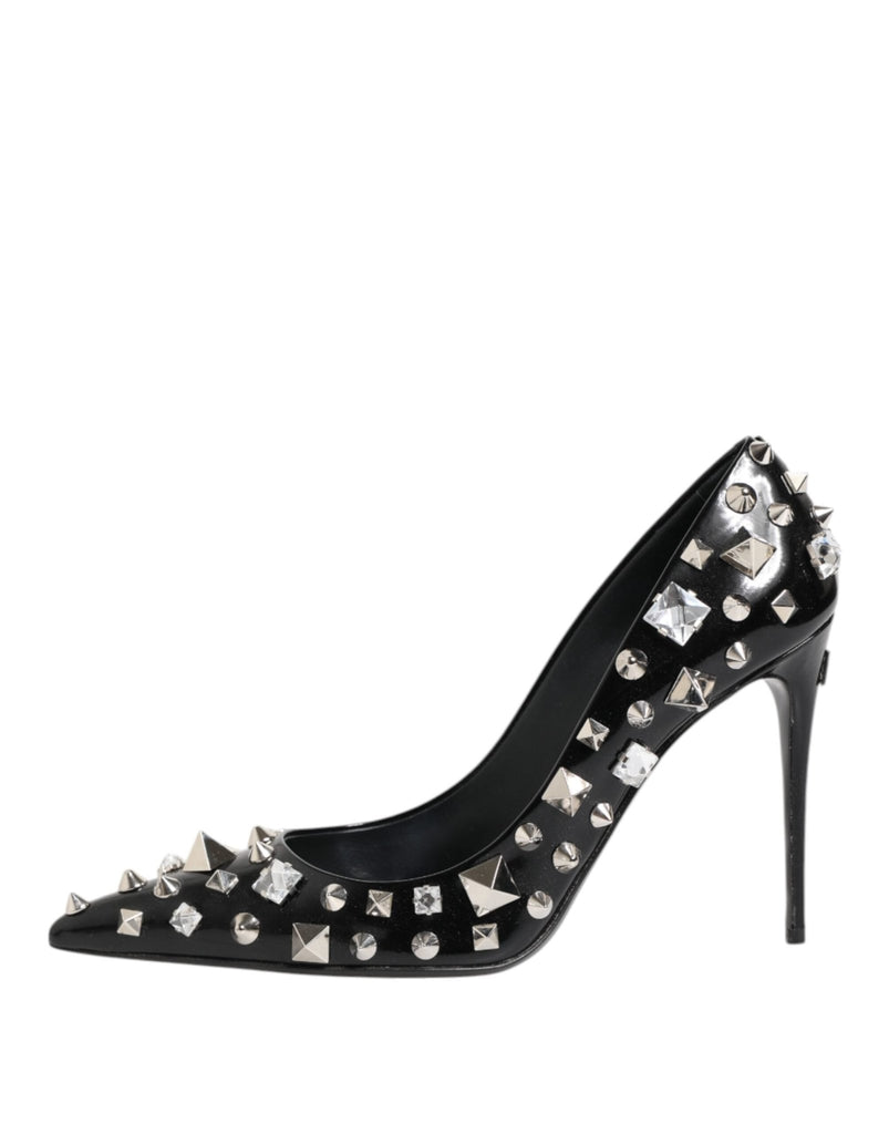 Dolce & Gabbana Black Crystals Studs Stiletto Pumps Shoes - Beyzy Store - Dolce & Gabbana