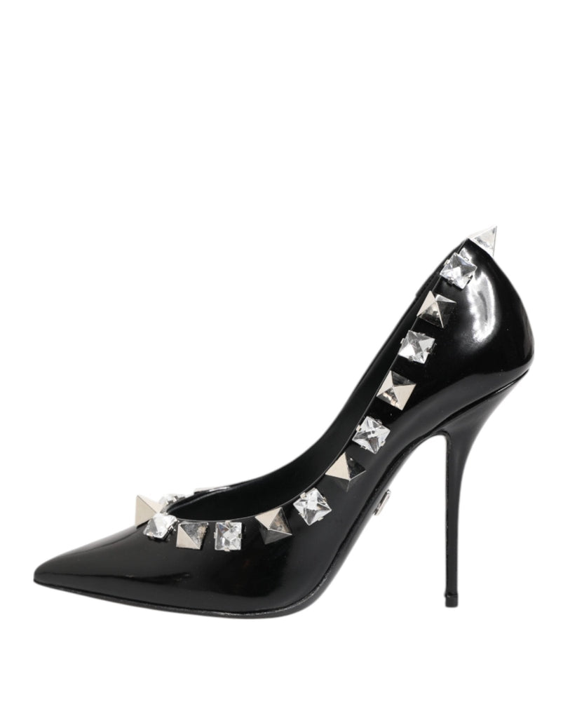 Dolce & Gabbana Black Crystals Studs Stiletto Pumps Shoes - Beyzy Store - Dolce & Gabbana