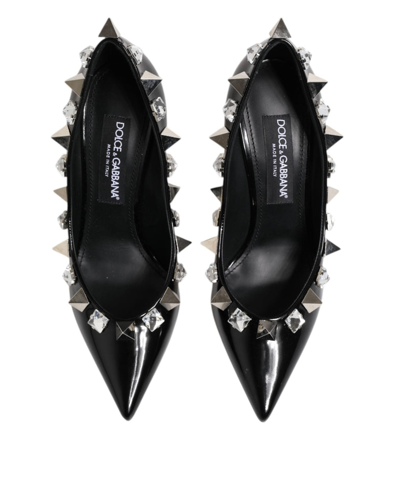Dolce & Gabbana Black Crystals Studs Stiletto Pumps Shoes - Beyzy Store - Dolce & Gabbana
