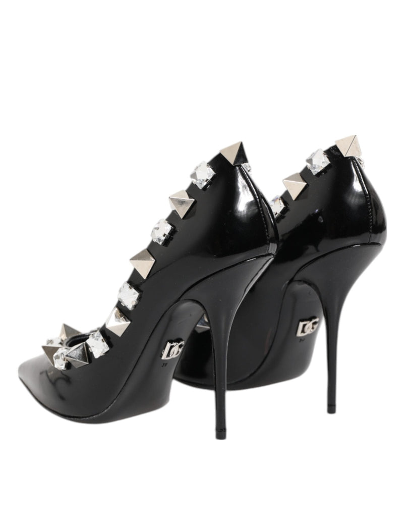 Dolce & Gabbana Black Crystals Studs Stiletto Pumps Shoes - Beyzy Store - Dolce & Gabbana