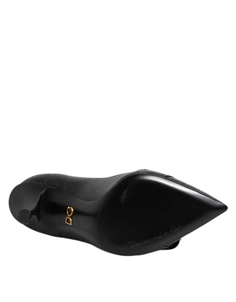 Dolce & Gabbana Black Devotion Leather Heels Pumps Shoes - Beyzy Store - Dolce & Gabbana