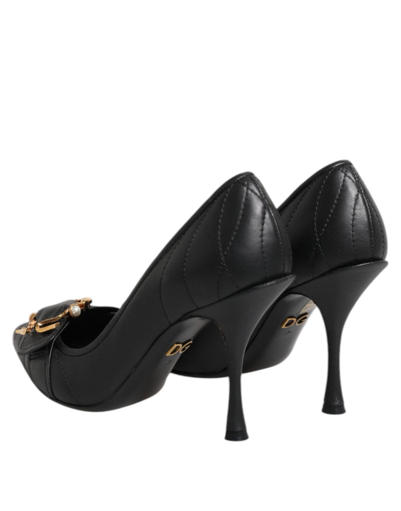 Dolce & Gabbana Black Devotion Leather Heels Pumps Shoes - Beyzy Store - Dolce & Gabbana