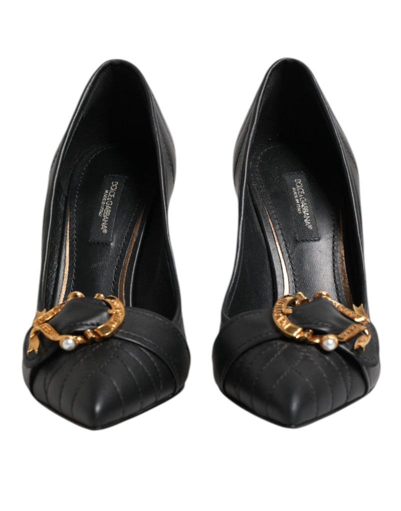 Dolce & Gabbana Black Devotion Leather Heels Pumps Shoes - Beyzy Store - Dolce & Gabbana