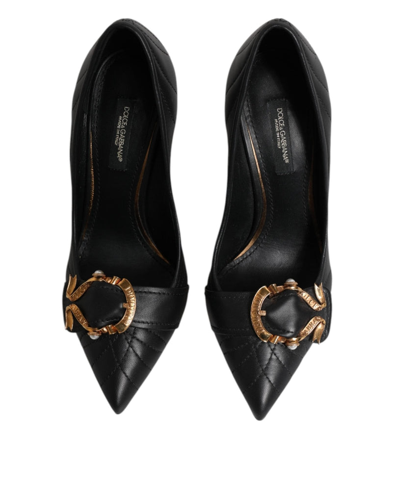 Dolce & Gabbana Black Devotion Leather Heels Pumps Shoes - Beyzy Store - Dolce & Gabbana