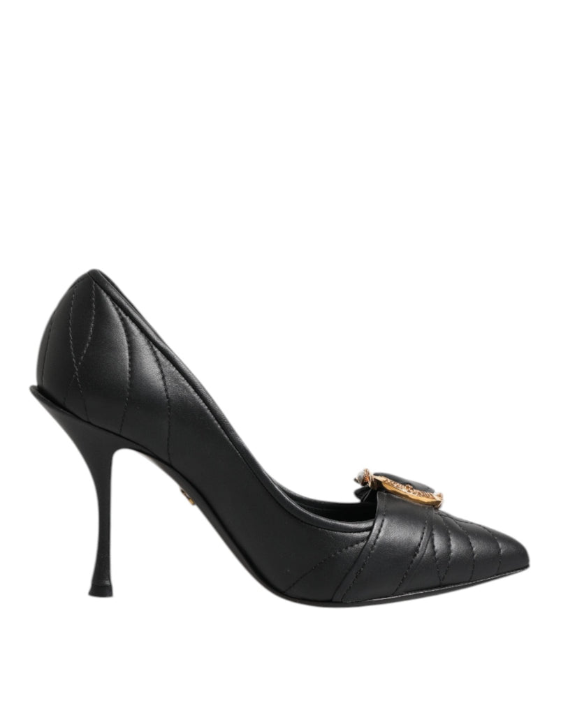 Dolce & Gabbana Black Devotion Leather Heels Pumps Shoes - Beyzy Store - Dolce & Gabbana