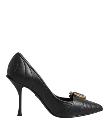 Dolce & Gabbana Black Devotion Leather Heels Pumps Shoes - Beyzy Store - Dolce & Gabbana