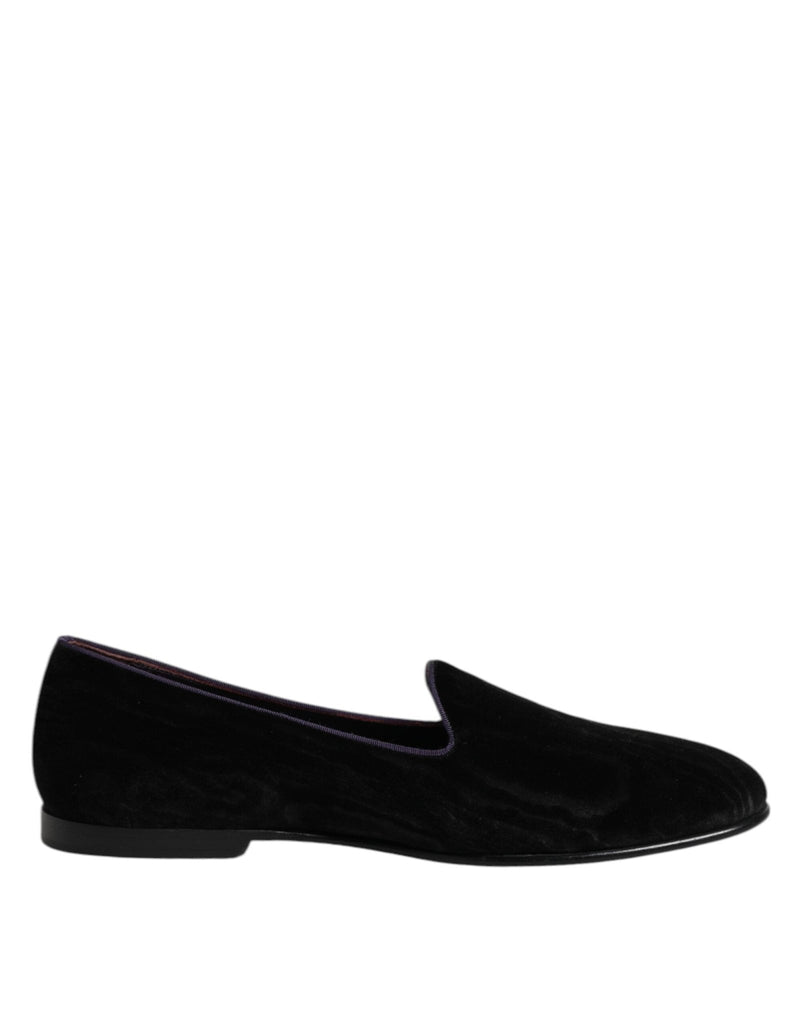 Dolce & Gabbana Black DG Crown Embroidery Loafers Slip On Shoes - Beyzy Store - Dolce & Gabbana