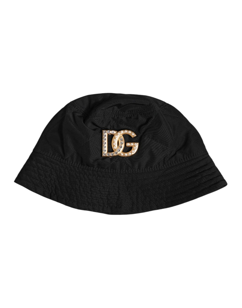 Dolce & Gabbana Black DG Crystal Polyester Wide Brim Bucket Hat - Beyzy Store - Dolce & Gabbana