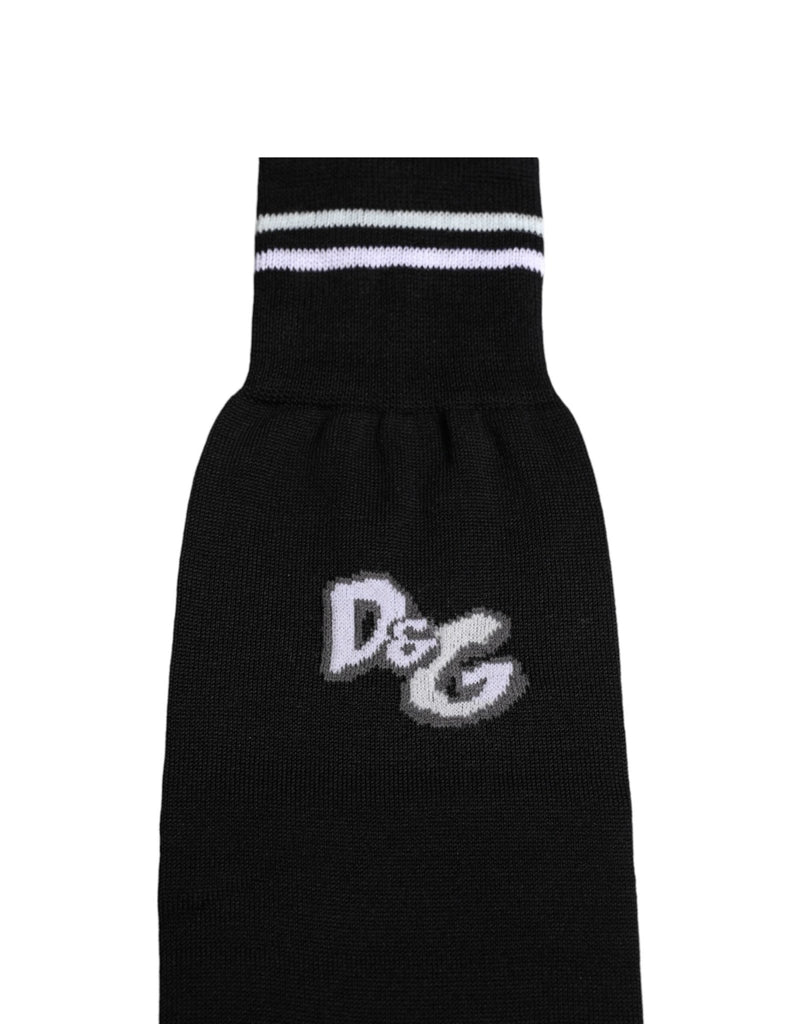 Dolce & Gabbana Black DG Logo Print Cotton Over Calf Socks - Beyzy Store - Dolce & Gabbana