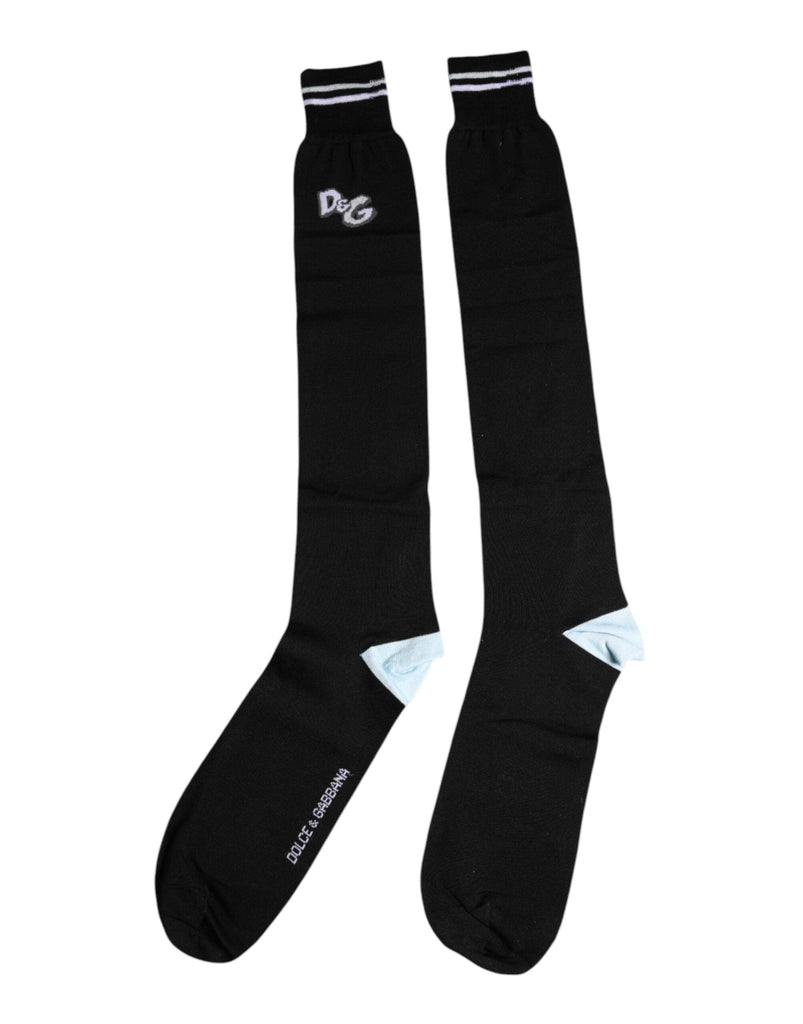 Dolce & Gabbana Black DG Logo Print Cotton Over Calf Socks - Beyzy Store - Dolce & Gabbana