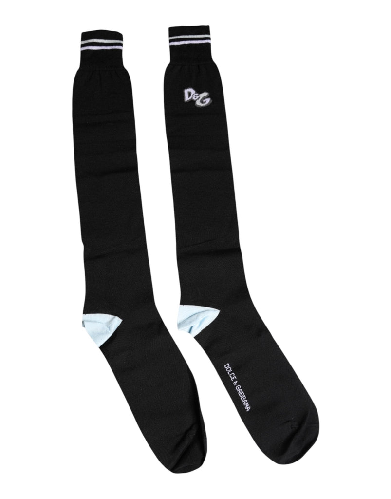 Dolce & Gabbana Black DG Logo Print Cotton Over Calf Socks - Beyzy Store - Dolce & Gabbana