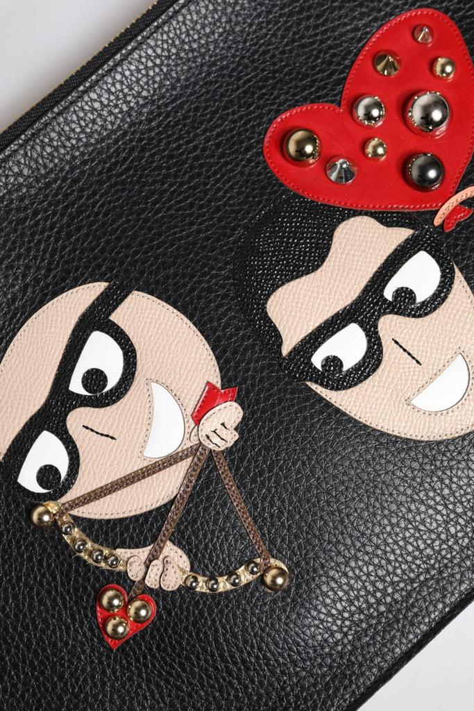 Dolce & Gabbana Black #DGFamily Embellished Leather Clutch Bag - Beyzy Store - Dolce & Gabbana