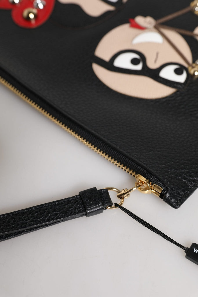 Dolce & Gabbana Black #DGFamily Embellished Leather Clutch Bag - Beyzy Store - Dolce & Gabbana
