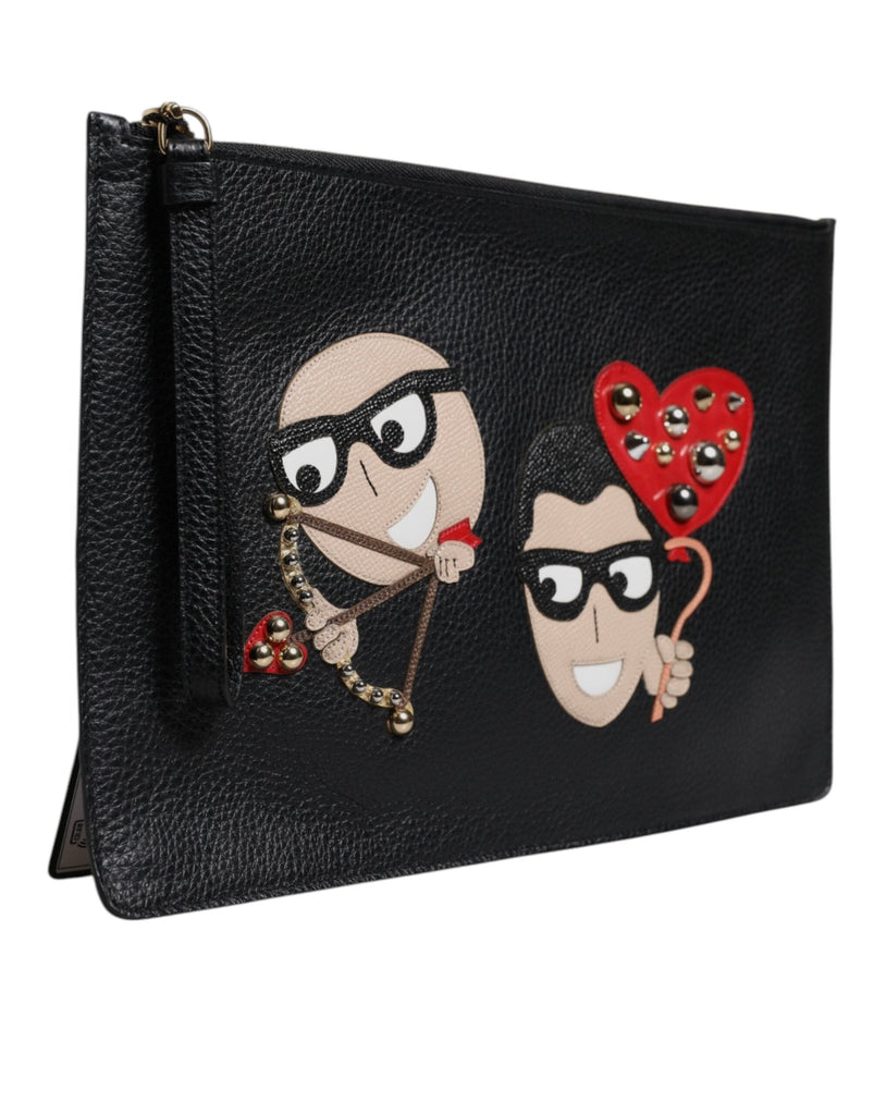 Dolce & Gabbana Black #DGFamily Embellished Leather Clutch Bag - Beyzy Store - Dolce & Gabbana