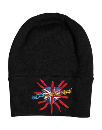 Dolce & Gabbana Black #DGLOVESLONDON Knitted Beanie Hat - Beyzy Store - Dolce & Gabbana