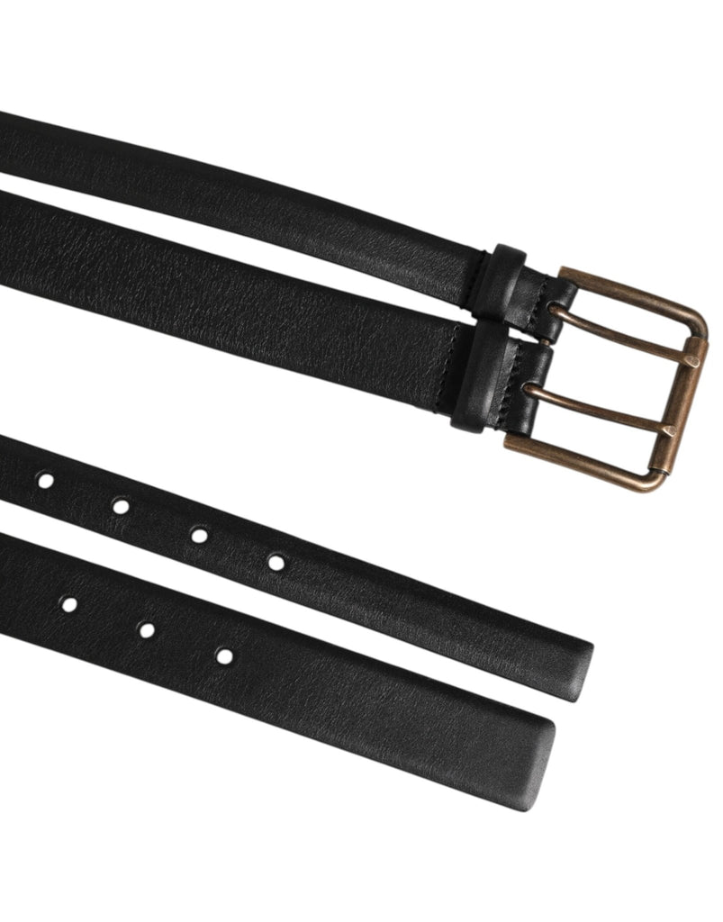 Dolce & Gabbana Black Double Strap Leather Brass Buckle Belt - Beyzy Store - Dolce & Gabbana
