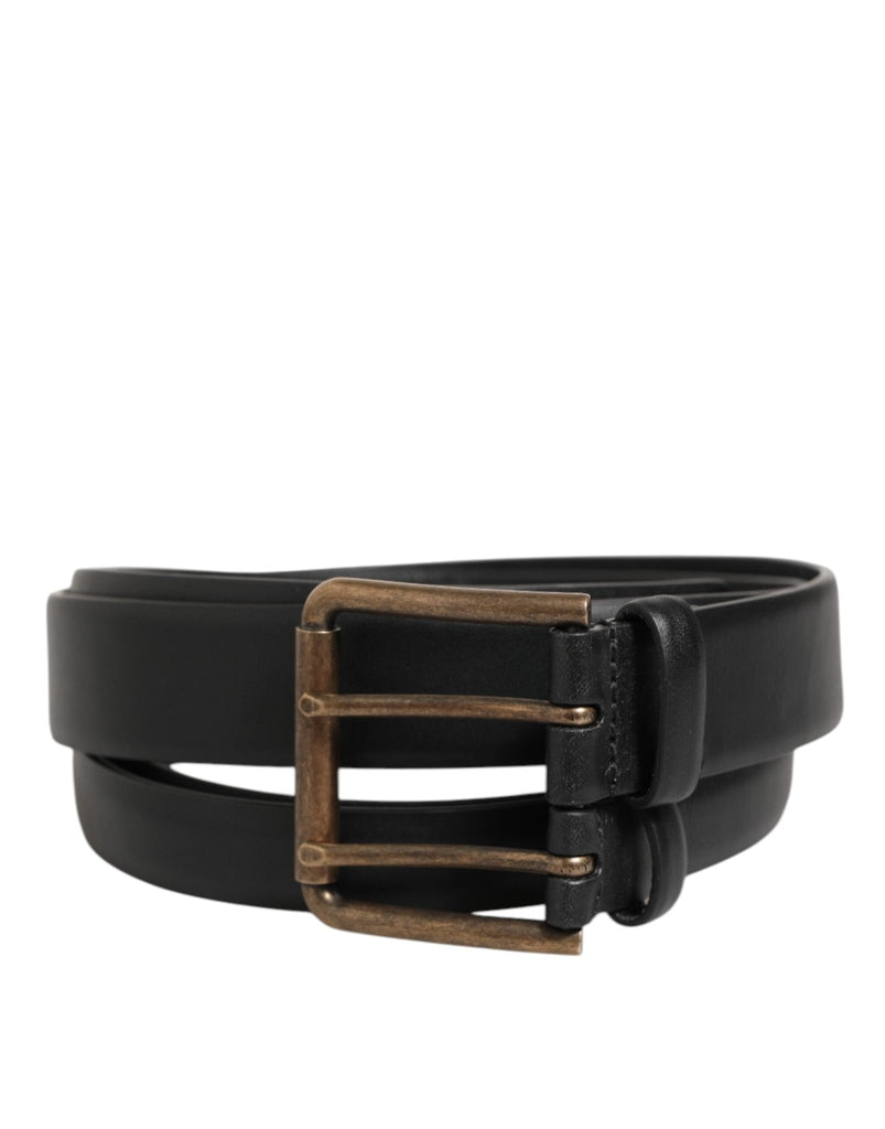 Dolce & Gabbana Black Double Strap Leather Brass Buckle Belt - Beyzy Store - Dolce & Gabbana