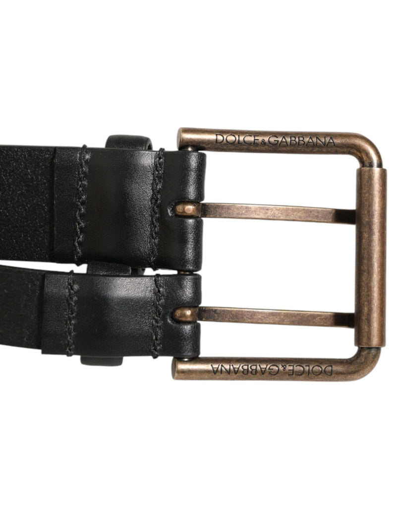Dolce & Gabbana Black Double Strap Leather Brass Buckle Belt - Beyzy Store - Dolce & Gabbana