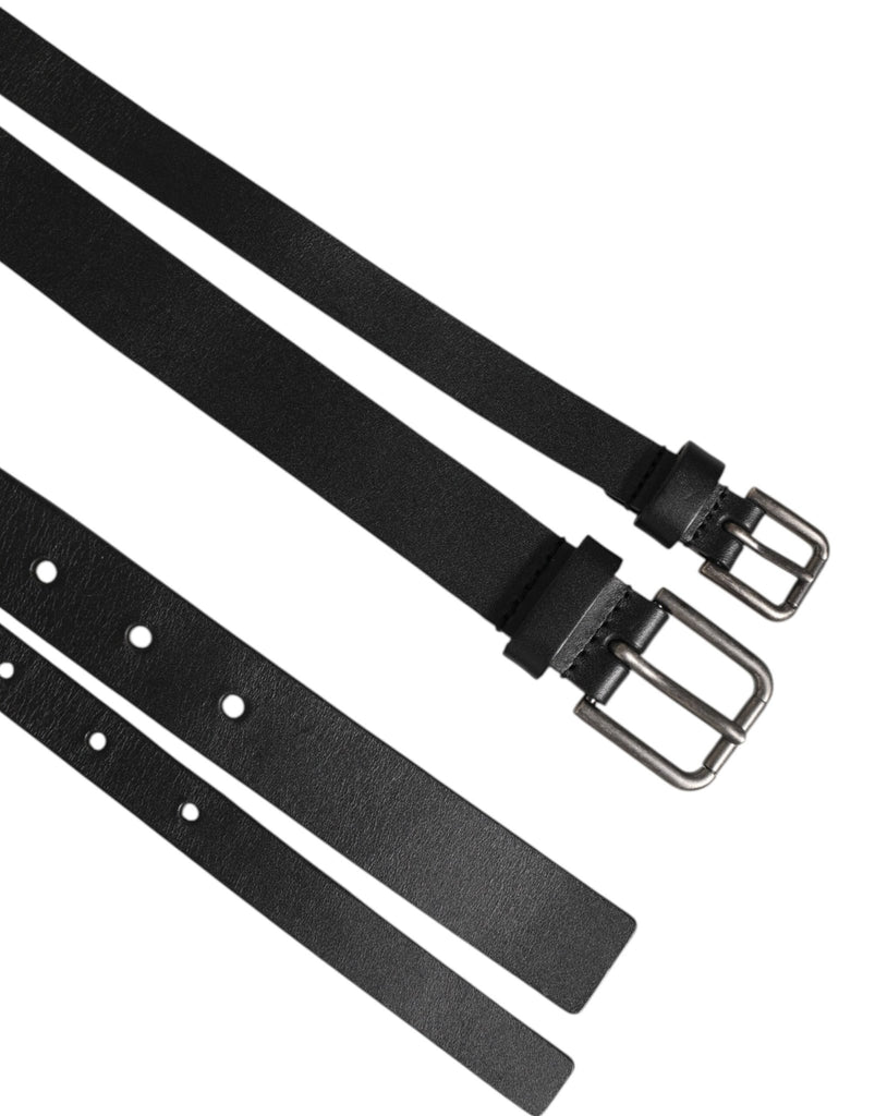 Dolce & Gabbana Black Double Strap Leather Buckle Men Belt - Beyzy Store - Dolce & Gabbana