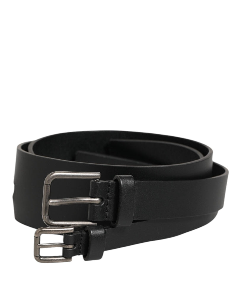 Dolce & Gabbana Black Double Strap Leather Buckle Men Belt - Beyzy Store - Dolce & Gabbana