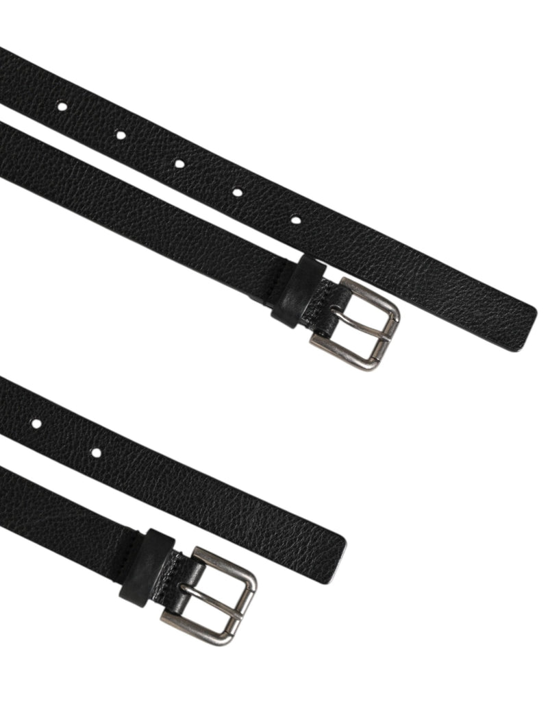 Dolce & Gabbana Black Double Strap Leather Gold Buckle Belt - Beyzy Store - Dolce & Gabbana