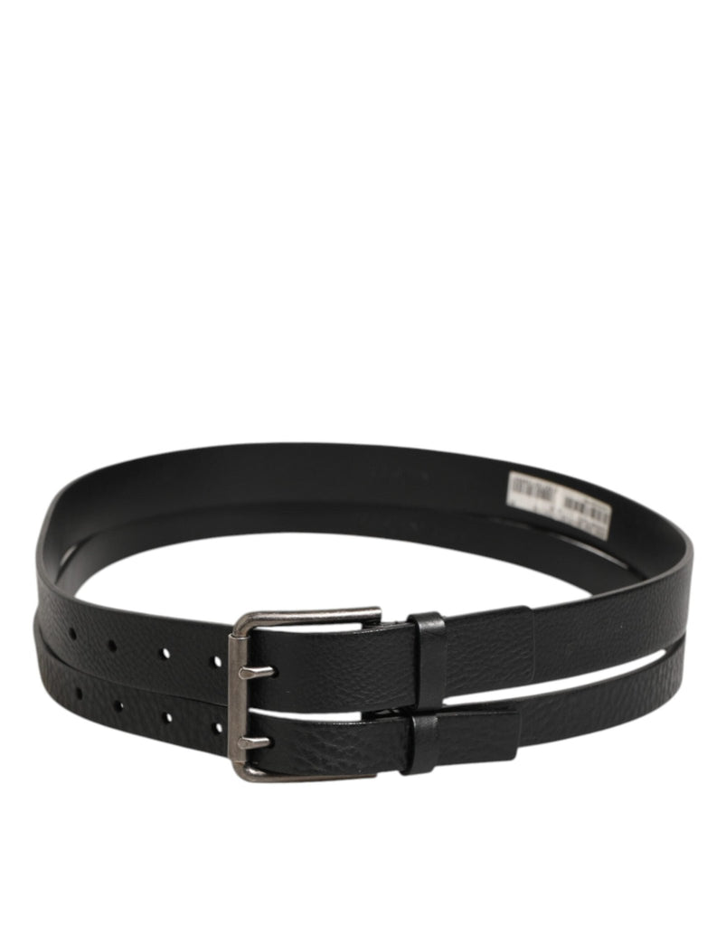 Dolce & Gabbana Black Double Strap Leather Silver Buckle Belt - Beyzy Store - Dolce & Gabbana