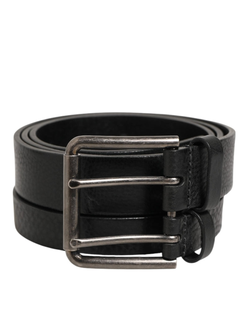 Dolce & Gabbana Black Double Strap Leather Silver Buckle Belt - Beyzy Store - Dolce & Gabbana