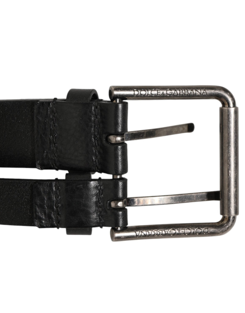 Dolce & Gabbana Black Double Strap Leather Silver Buckle Belt - Beyzy Store - Dolce & Gabbana