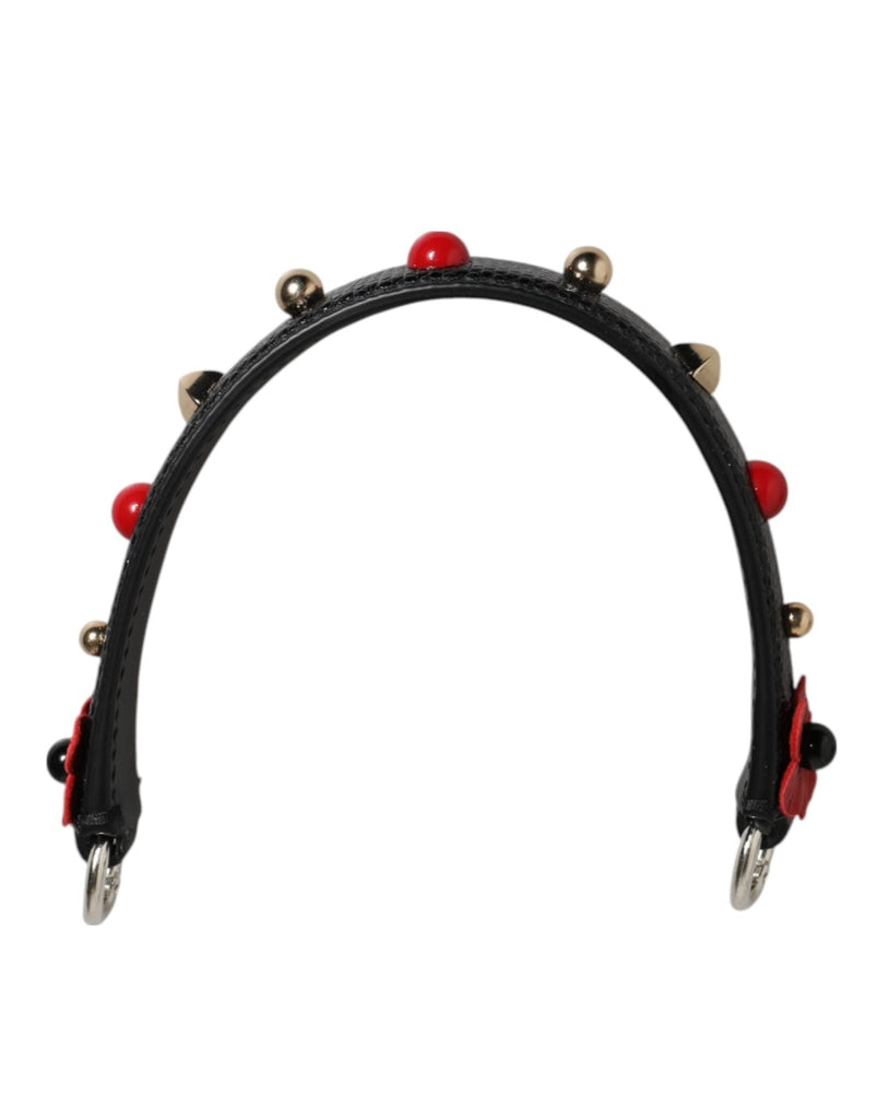 Dolce & Gabbana Black Embellished Leather Bag Handle Women Shoulder Strap - Beyzy Store - Dolce & Gabbana