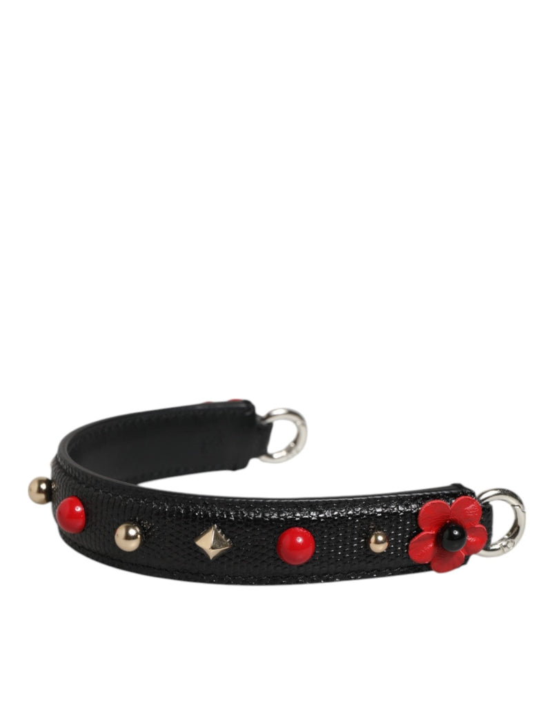 Dolce & Gabbana Black Embellished Leather Bag Handle Women Shoulder Strap - Beyzy Store - Dolce & Gabbana