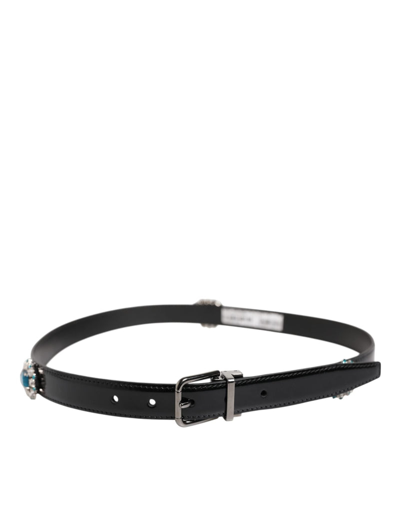 Dolce & Gabbana Black Embellished Metal Logo Buckle Belt - Beyzy Store - Dolce & Gabbana