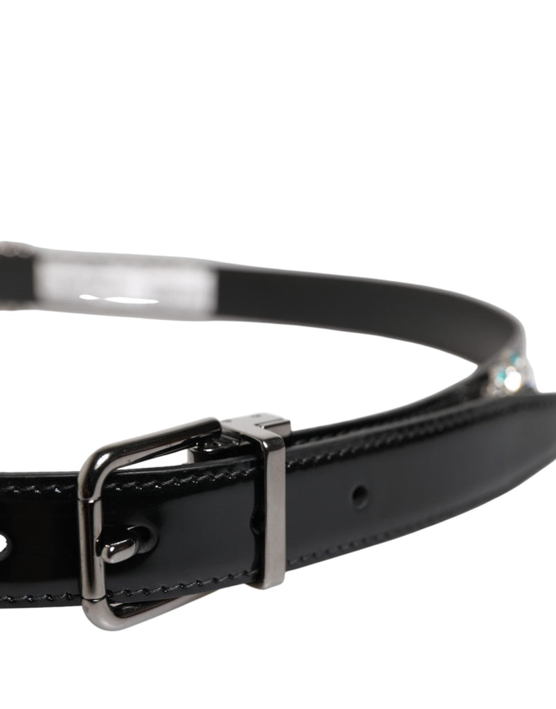 Dolce & Gabbana Black Embellished Metal Logo Buckle Belt - Beyzy Store - Dolce & Gabbana