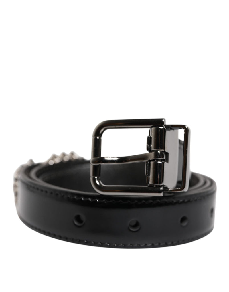 Dolce & Gabbana Black Embellished Metal Logo Buckle Belt - Beyzy Store - Dolce & Gabbana