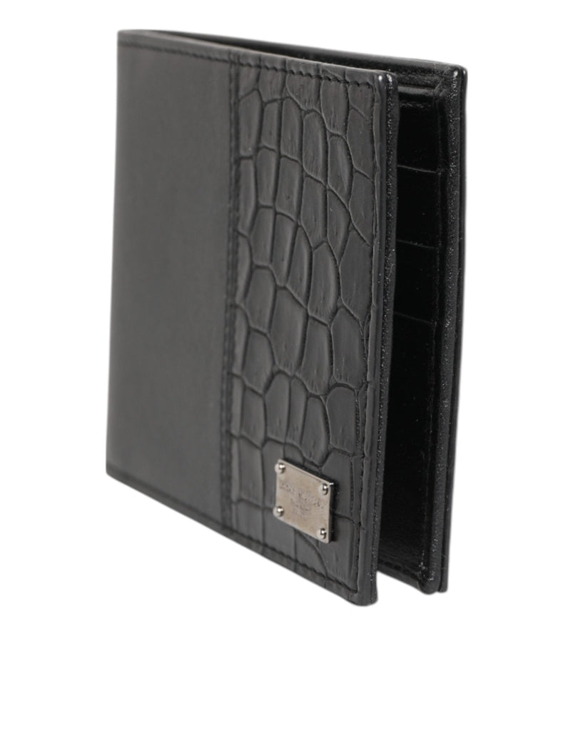 Dolce & Gabbana Black Exotic Leather Bifold Card Holder Men Wallet - Beyzy Store - Dolce & Gabbana